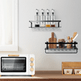 thumbnail image 5 of Vowella Floating Shelves, Wall Mounted Iron Shelves Set of 2, Bathroom Storage Shelves with Towel Rack, Black, 5 of 12