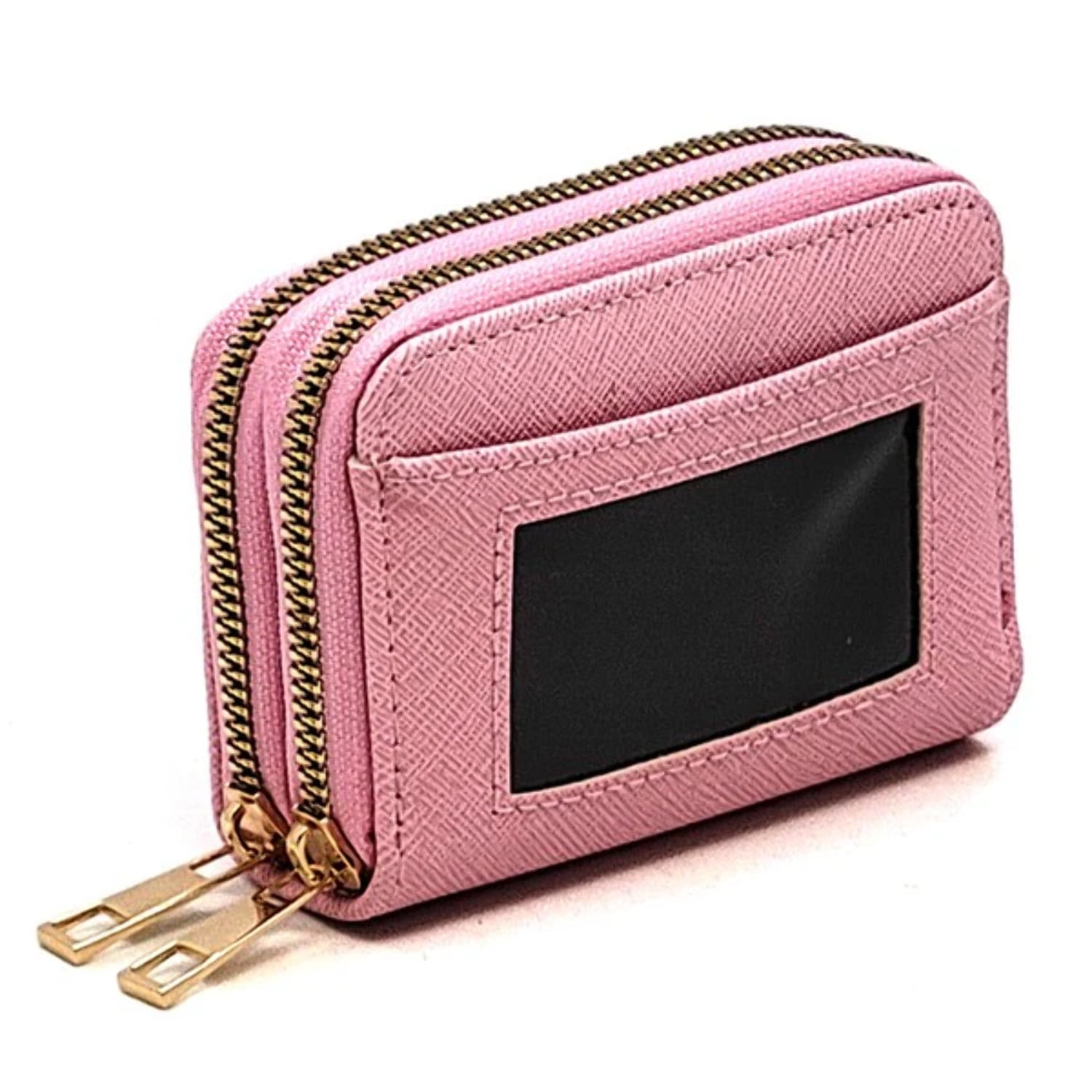 Saffiano Accordion Card Holder Double Zip Wallet - Walmart.com