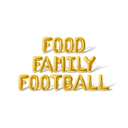 Letter Balloons - FOOD FAMILY FOOTBALL 16" Inch Alphabet Letters Foil Mylar Balloon Thanksgiving Party Banner (Gold)