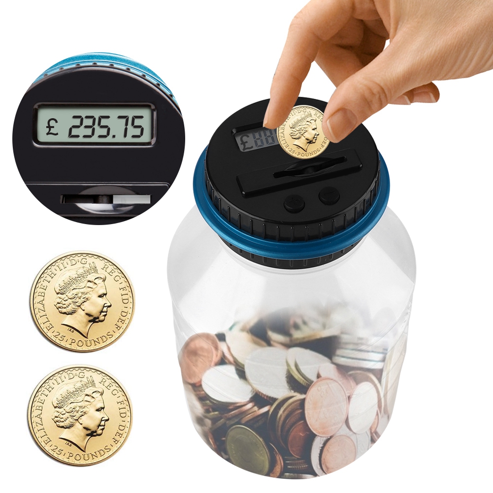 OTVIAP Digital Money Jar,LCD Display Digital Money Box Jar English