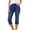 Dark Blue, variant on Women's Plus Size Denim Capris with Pockets Stretchy Distressed Hem Summer Casual Pants