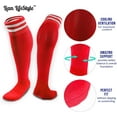 thumbnail image 2 of Lian LifeStyle Exceptional Boy's 1 Pair Knee High Sports Socks for Soccer, Softball, Baseball, and Many Other Sports XL003 Size MRed, 2 of 5