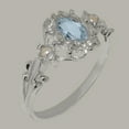 thumbnail image 2 of LBG British Made 14k White Gold Natural Aquamarine & Cultured Pearl Womens Anniversary Ring - 33 size options - Size 12, 2 of 8