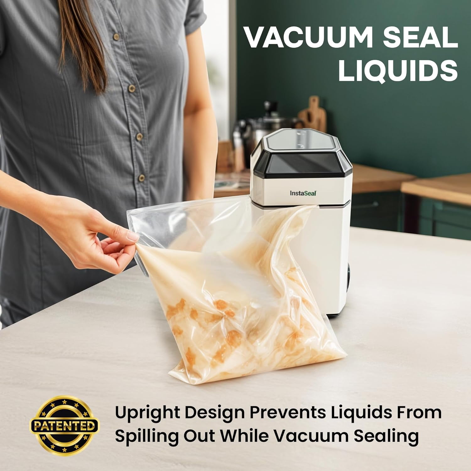 InstaSeal Food Vacuum Sealer Machine, Upright Vacuum Sealer Machine Allows to Vacuum Seal Liquids, Food Sealer, Keeps Food Fresh Longer As Seen on TV Products