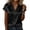 #072-Black, variant on Craaazy Women's Short Sleeve V Neck Tops Satin Solid Color Casual Button Down Blouses for Spring Summer Gift