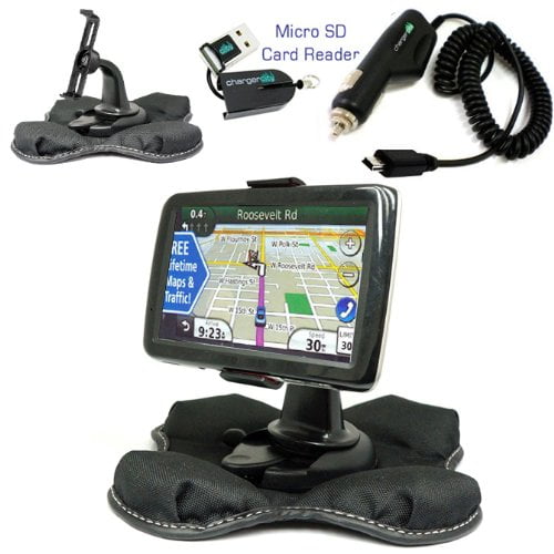 hargercity Kit de Montage à Friction pour Pouf Garmin Nuvi 1450 1450T 1470 1470T 1490 1490T Support GPS, Chargeur de Voiture Câble d'Alimentation & Tableau de Bord Portable Gar-min Montage à Friction