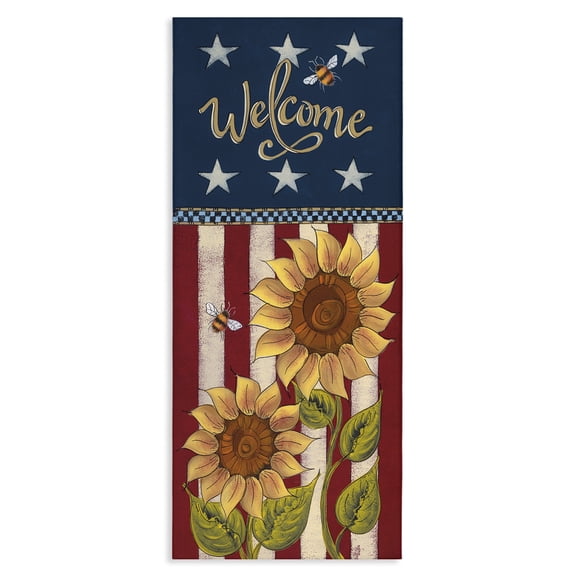 Stupell Industries Traditional Americana Welcome Country Sunflowers Canvas Art, 10 x 24, by Lisa Hilliker