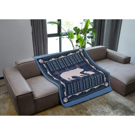 Virah Bella Quilted Throw Blanket 50" x 60" East Forge Lightweight Throw Quilt Great for Loungers & Extra Bedding - Beautiful Lodge-Themed Blanket