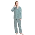 thumbnail image 2 of Tony & Candice Women's Classic Satin Pajama Set Adult Sleepwear (XL,Green and White Striped), 2 of 4