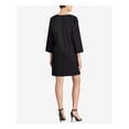 thumbnail image 2 of LAUREN RALPH LAUREN Womens Black Long Sleeve Scoop Neck Above The Knee Shift Dress S, 2 of 2