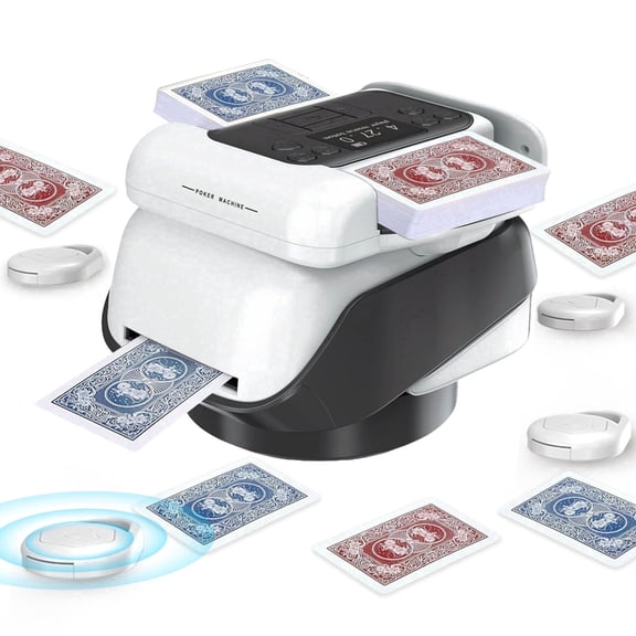 JDNRXO 2-in-1 Automatic Card Shuffler and Dealer Machine with 4 Remotes for 1-2 Decks, USB-C Rechargeable, Supports 1-12 Players, Programmable, for Poker, UNO, Blackjack, Texas Holdem