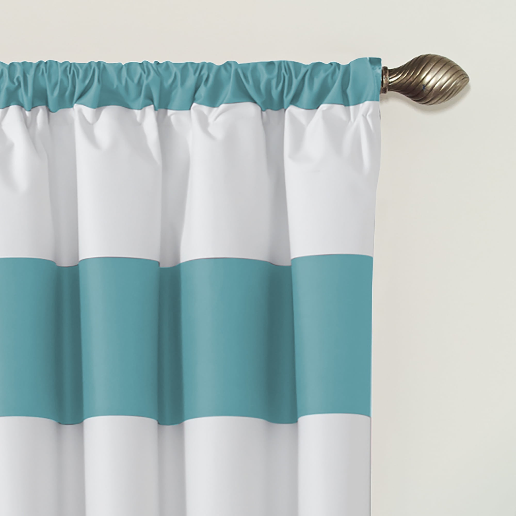 Eclipse Peabody Stripe Room Darkening Rod Pocket Single Window Curtain Panel, Teal, 42 x 84