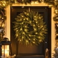 thumbnail image 7 of Christmas Lamp Pines Branch Wreath with Warm LED Lights Festive for Door Wall Fireplace Decor,15.75in, 7 of 7
