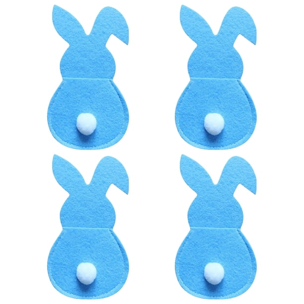 Conjunto de Platos para 4 4 Piezas Conejo Cubertería Estante Conejo de Pascua Bolsa de Cubertería Conejo de Pascua Conjunto de Cubertería Decoraciones de Conejo de Pascua
