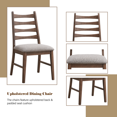 thumbnail image 3 of Gzxs Rustic Armless Dining Chairs Set of 2, Wooden Kitchen Chairs with Gray Linen Padded Seat, for Dining Room, Living Room (Walnut), 3 of 7