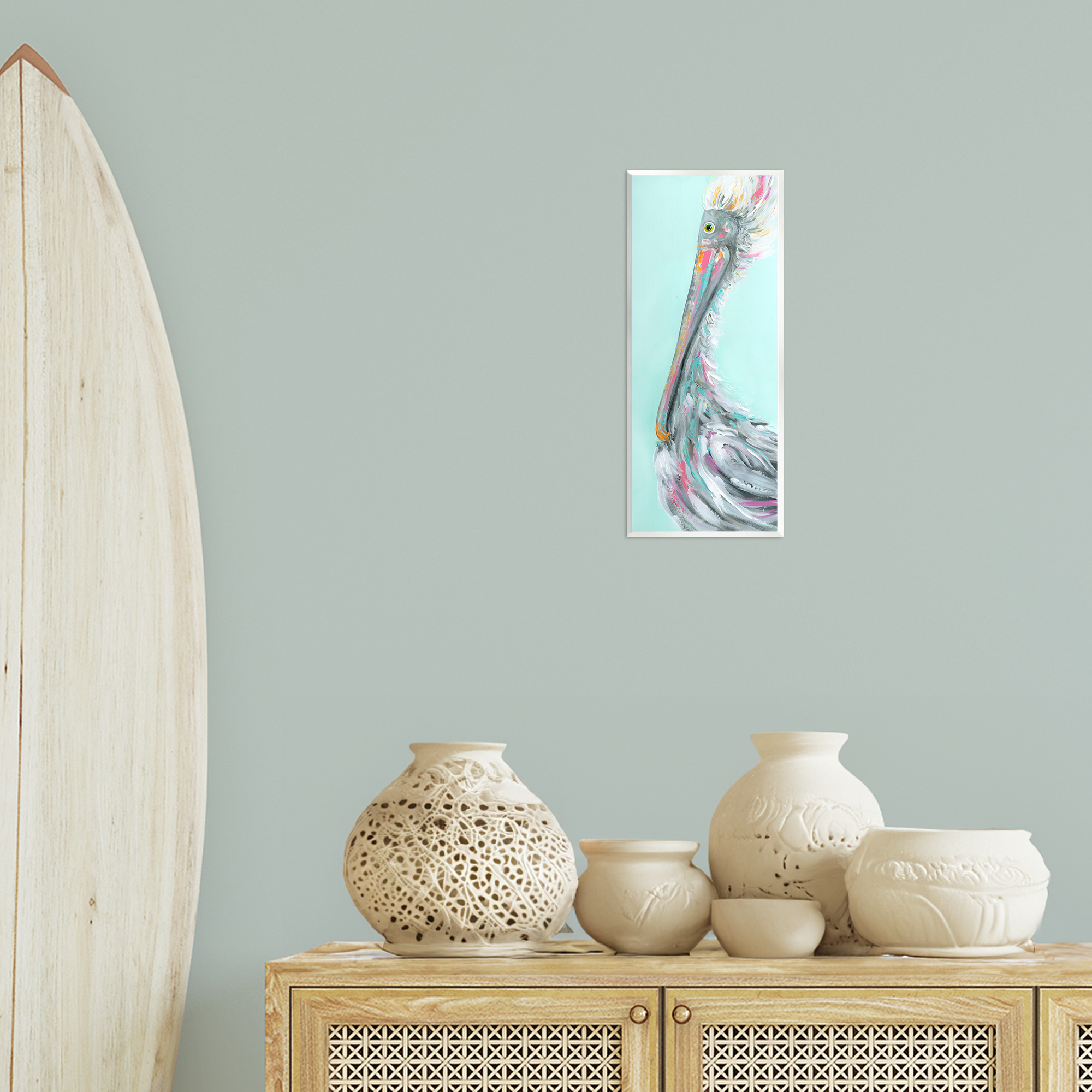 Stupell Industries Odd Pelican Portrait Animals & Insects Painting Unframed Art Print Wall Art, 7 x 17