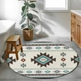 thumbnail image 4 of 3.3ft Round Rug, Southwest Ethnic Non-Skid Rubber Backing Large Area Rugs - Living Room Bedroom Home Office, Boho Aztec Tribal Abstract Aesthetic Indoor Floor Mat Carpets Washable Rug, 4 of 9
