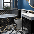 thumbnail image 3 of Black & Gold Marble 3-Piece Bath Rug Set, Non-Slip Polyester Bathroom Mats, Luxury Washable Low-Pile Rugs with Toilet Lid Cover & U-Shaped Mat for Modern Bathroom Decor, 3 of 5