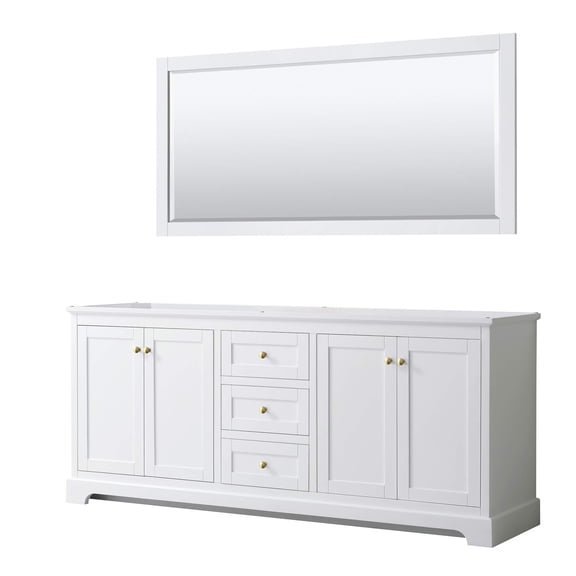 Wyndham Collection 80" No Sinks Wood Double Bathroom Vanity in White/Gold