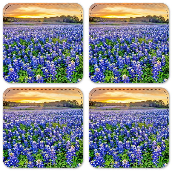 Vinyl Drink Coasters - Set of 4 - Blue Bonnets