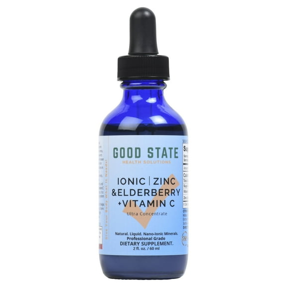 Good State Ionic Zinc & Elderberry   Vitamin C Antioxidant Supplements, 2 Fl Oz,Supports Immune Health & Antioxidant Defense