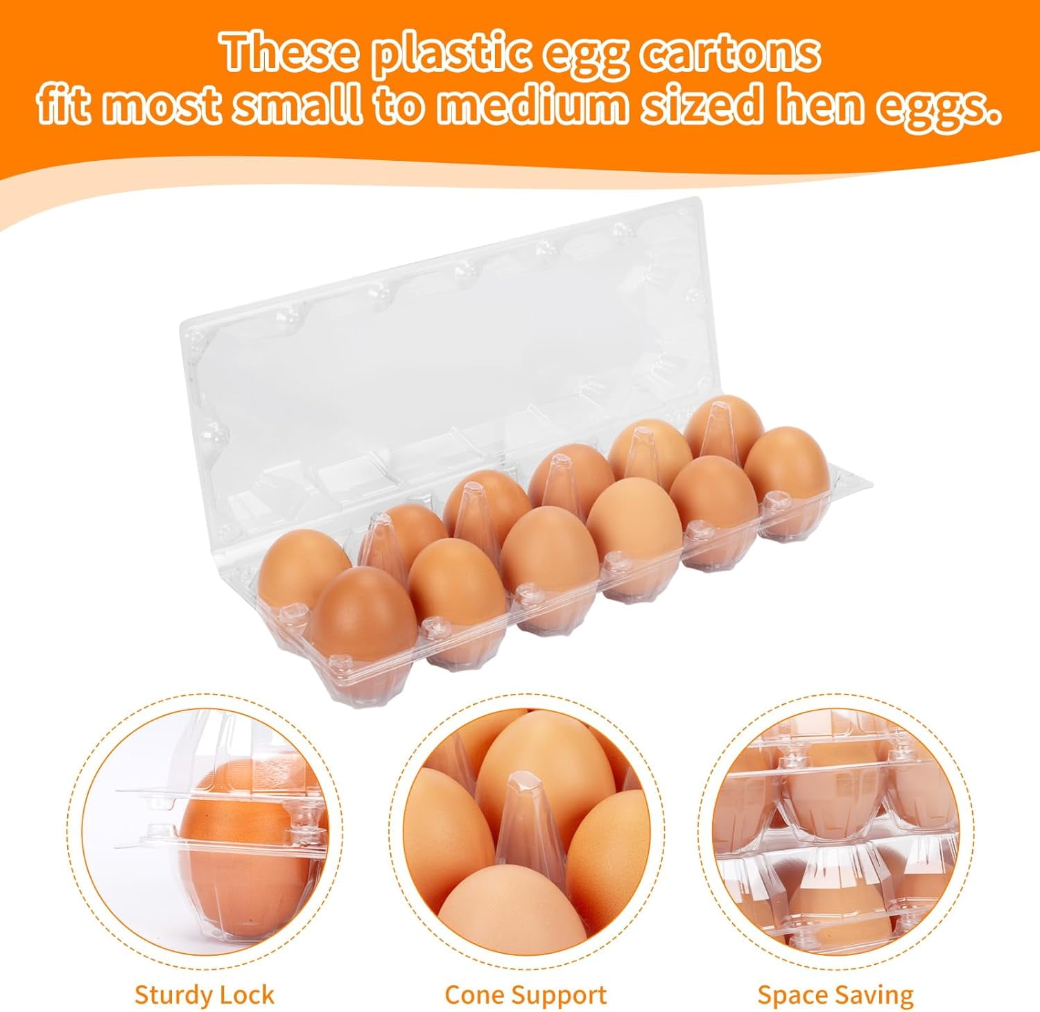 Bulk 120 Pack Egg Cartons, 12 Count Empty Egg Trays for Home Farm or Market Display, 2x6 Grid Design