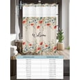 thumbnail image 6 of No Hook Cloth Fabric Shower Curtain with Snap in Liner, Red Blue Spring Floral Waterproof Shower Curtains Set with See Through Top Window, Rustic Pastoral Botanical Welcome Bath Curtains 72"x78", 6 of 6