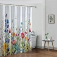 thumbnail image 5 of Extra Long 72"x84" Cute Purple Teal and Orange Blue Flowers Shower Curtain Set with Hooks Watercolor Botanical Bathroom Curtain Modern Minimalist Waterproof Bath Curtain Machine Washable, 5 of 6