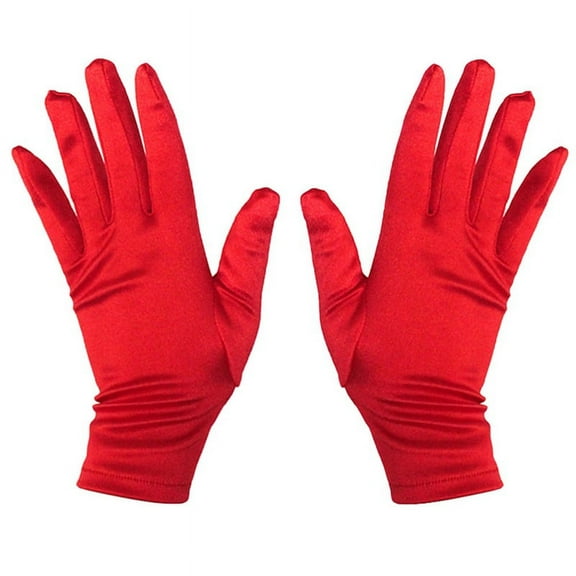 Ladies Short Sunscreen Satin Satin Glove Dance Performance Gloves Etiquette Gloves Red