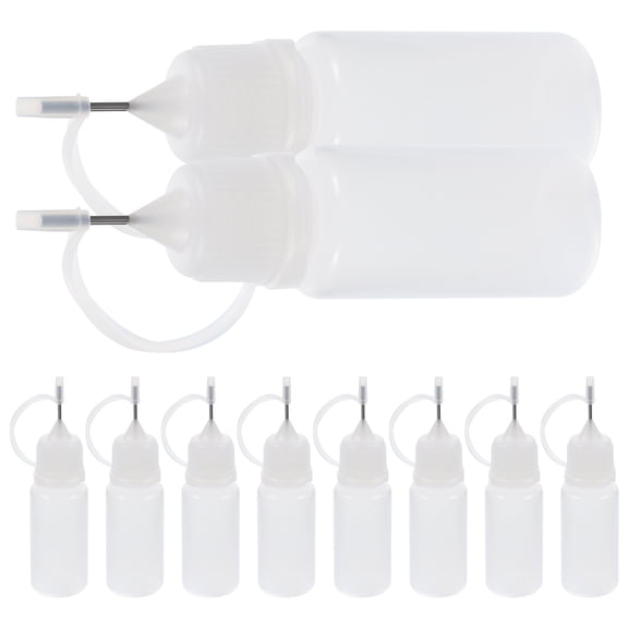 Luxshiny 10Pcs White Needle Tip Glue Applicator Bottles Plastic Body Rust Proof Metal Fine Tip for DIY Crafting