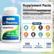 Best Naturals L-Theanine 200mg – 120 Count | 400mg per 2 Tablets