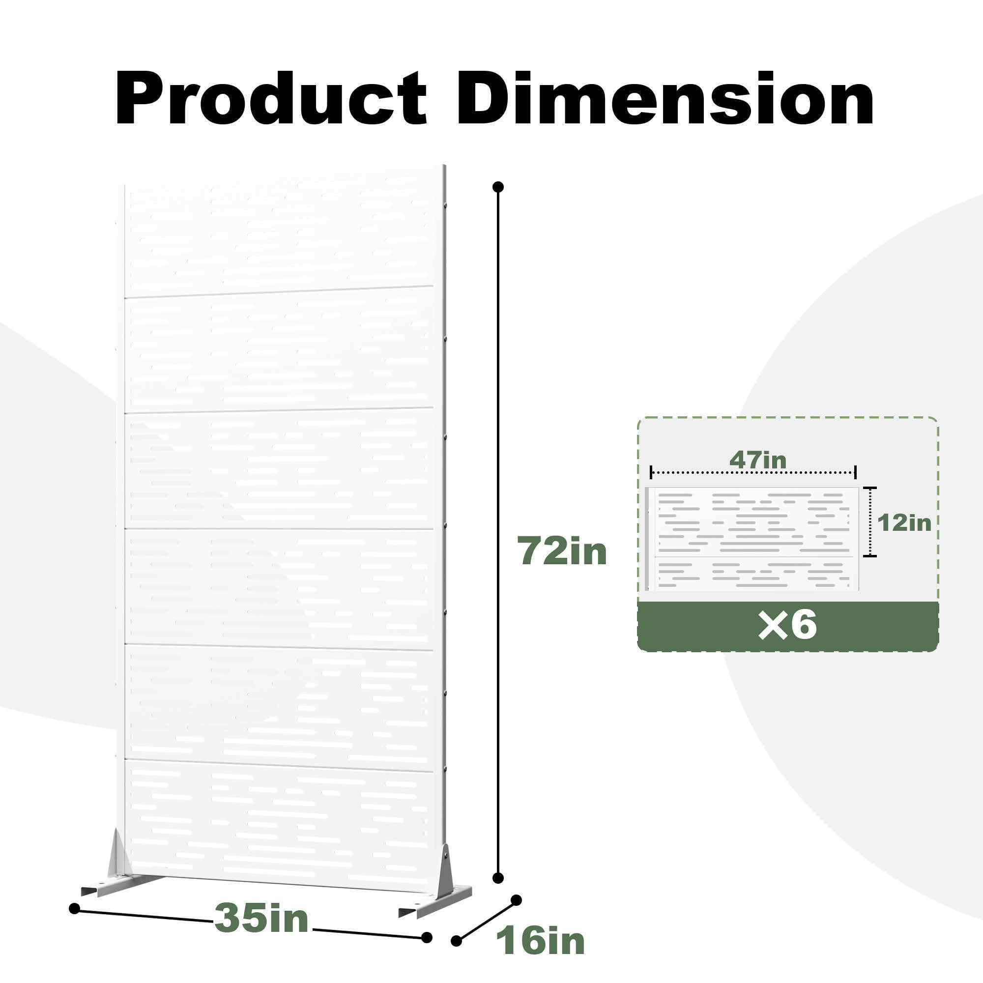 MAYEERTY 72x35 White Outdoor Natural Privacy Panel Screen, 6 Piece Set Natural Folding Divider for Backyard and Garden
