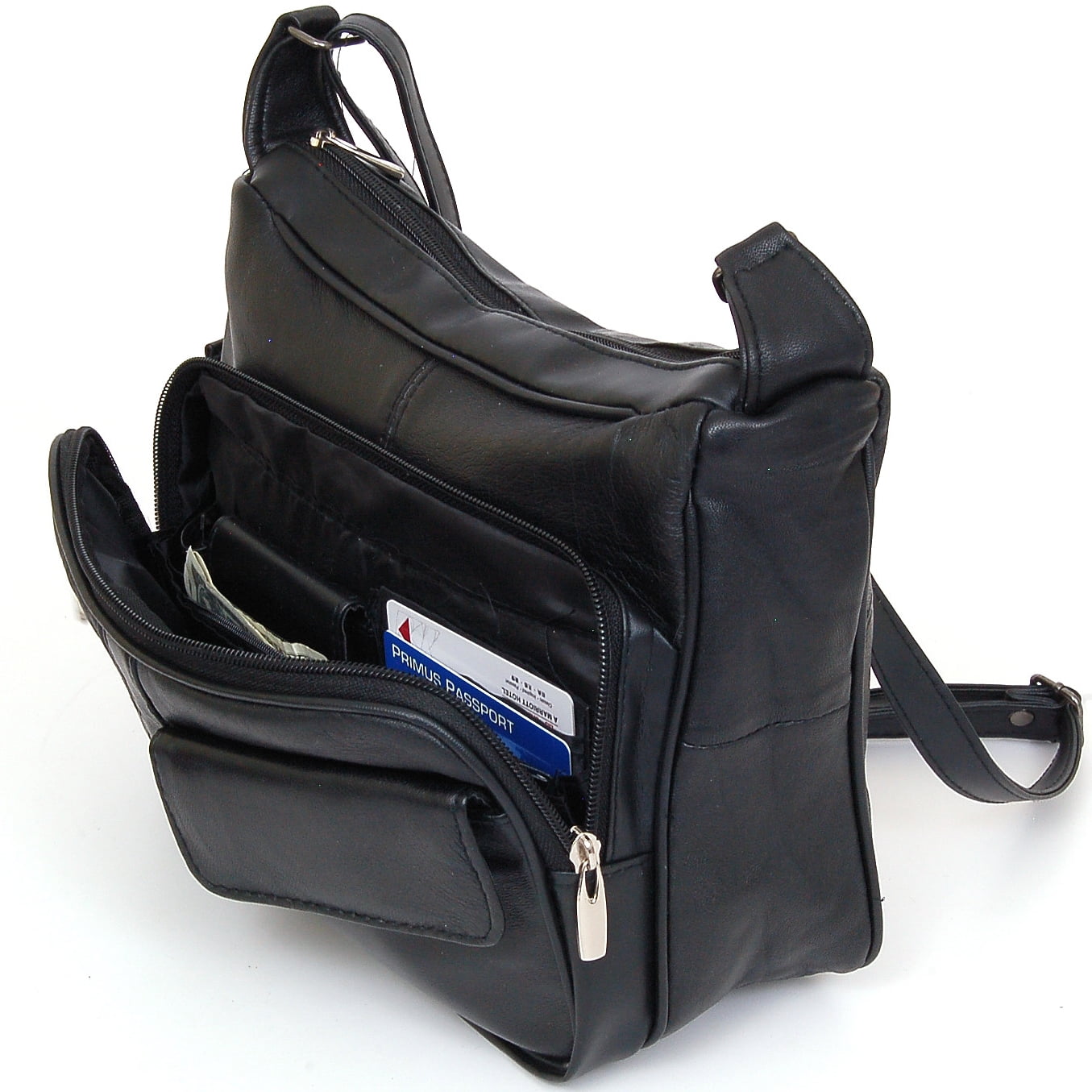 Women S Leather Organizer Purse Shoulder Bag Multiple Pockets Cross Body Handbag