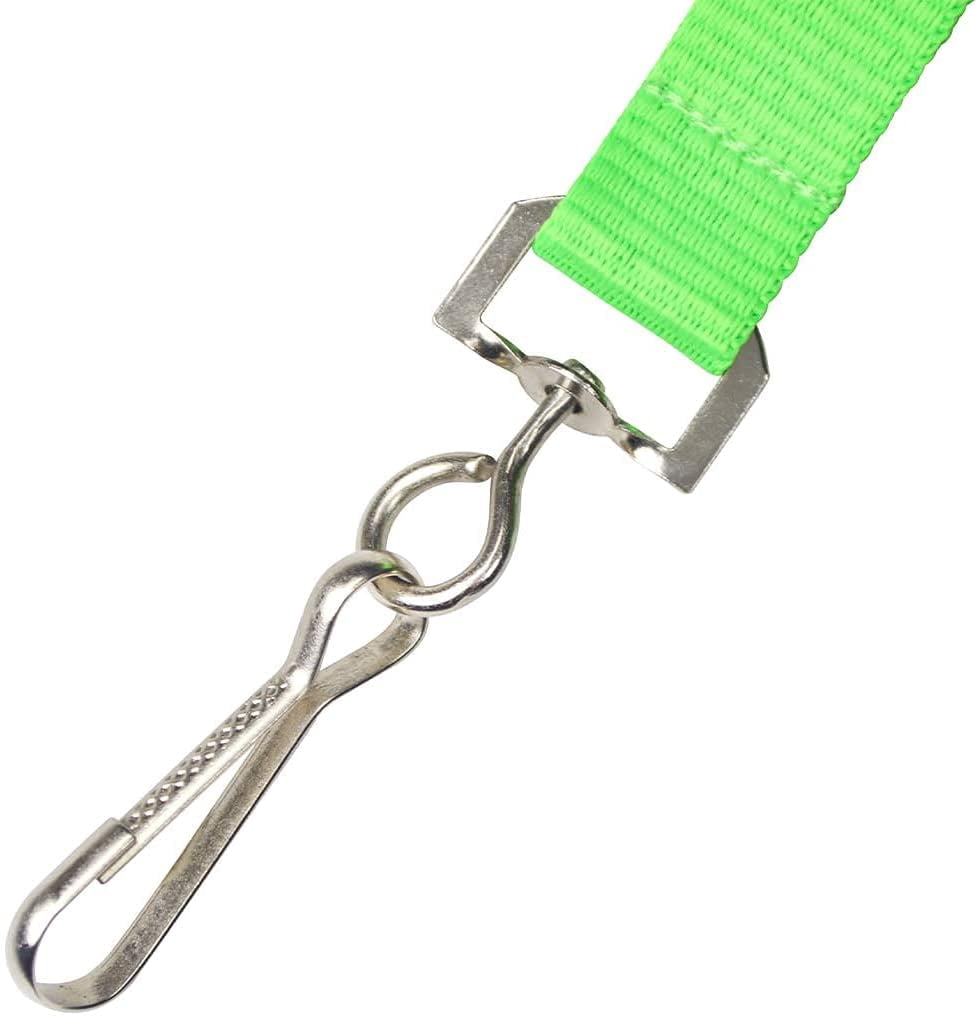 25 Pack - Bright Wide Lanyards for Name Badges with Safety Breakaway Neck Clasp & ID Badge Holder J Clip - Hi Visibility Neon for Name Tag, Keys, Cruise, Student ID by Specialist ID (Neon Green)