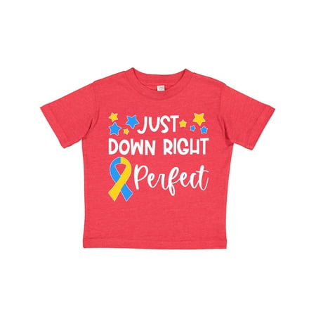 

Inktastic Just Down Right Perfect Down Syndrome Awareness Ribbon Gift Toddler Boy or Toddler Girl T-Shirt