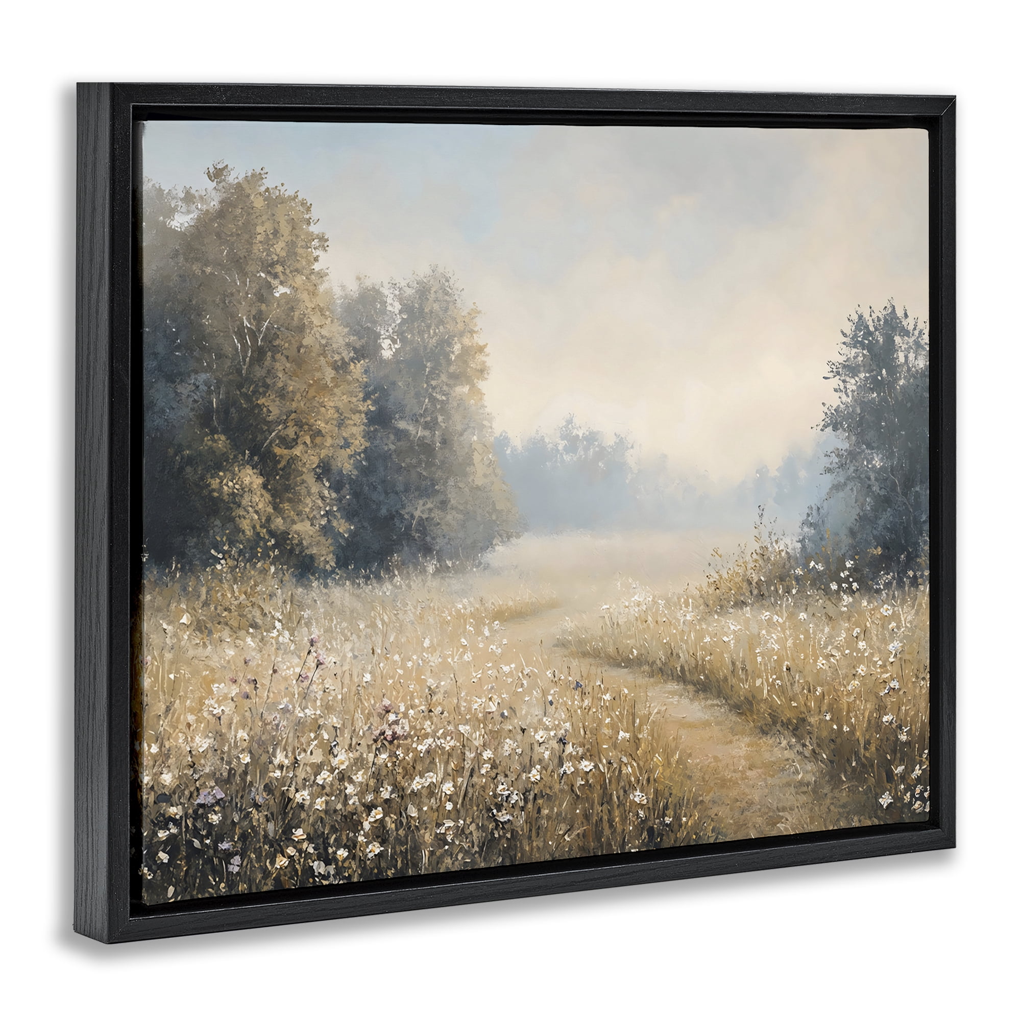 Stupell Industries Wandering Wildflower Path at Dawn Black Framed Floater Canvas Wall Art, design by Creative Studio