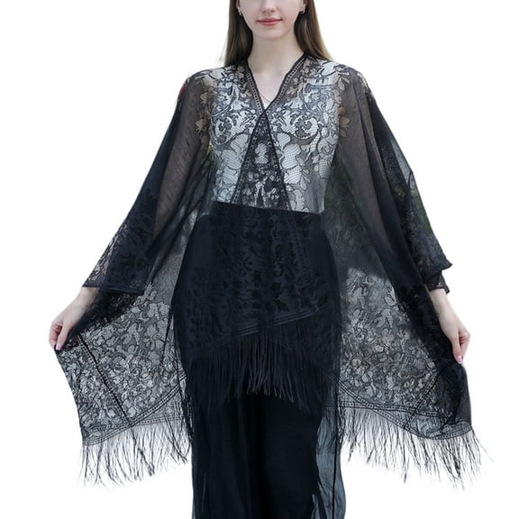 SWSMCLT Women's Sheer Scarf Winter Pashmina Shawl Summer Lightweight Fall Fashion Casual Spring Fringe Soft Scarves Black One Size