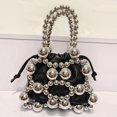 thumbnail image 2 of Bolsos de noche para mujer, bolsos y carteras de diseñador de lujo para mujer, novedad de 2024, en mini cubo trenzado con cuentas de PU, para llevar al hombro o en la muñeca, 2 of 5