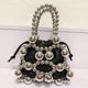 thumbnail image 2 of Bolsos de noche para mujer, bolsos y carteras de diseñador de lujo para mujer, novedad de 2024, en mini cubo trenzado con cuentas de PU, para llevar al hombro o en la muñeca, 2 of 5