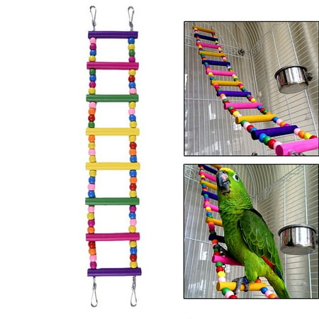Wood Cockatiel Ladder - Bird Wood Ladder Parrot Toys Cage Accessories for Cockatiel Conure Parakeet Small Macaw