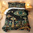 thumbnail image 2 of Homewish Boho Botanical Mushroom Quilt King,Vintage Fungus Plant King Coverlet Set,Black Reversible,3 Pieces, 2 of 7