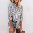 thumbnail image 2 of Womens Blouses 2023 Spring Fashion Long Sleeve Button Down Shirts Dressy Casual Business Work Striped Shirt t-Shirt, 2 of 6