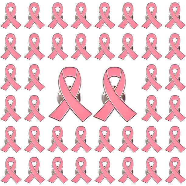 50 broches de lazo rosa, broches de lazo rosa, broches de solapa para concienciar sobre el cáncer de mama, broches de esperanza, broches de joyería esmaltados para mujeres.