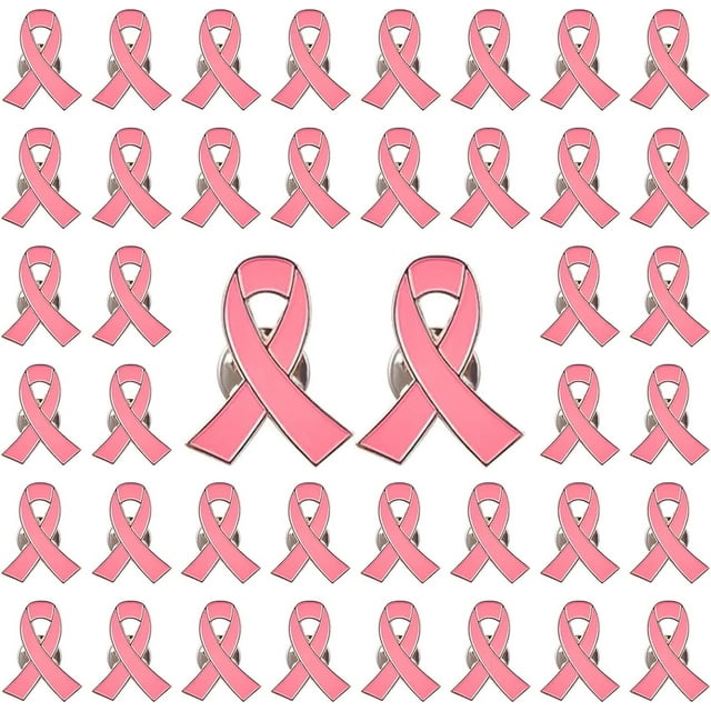50 Pcs Épingles à Ruban Roses, Broches à Ruban Roses Sensibilisation au Cancer du Sein Épingles à Revers Épingles d'Espoir Épingles en Émail Bijoux pour Femmes