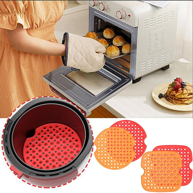 Iumwxz Kitchen Gadgets Reusable Fryer Lining Non-Stick Pan Mat Fryer Mat 2pc Kitchen Utensil Set Red,Orange Silica Gel Rollbacks on Essentials
