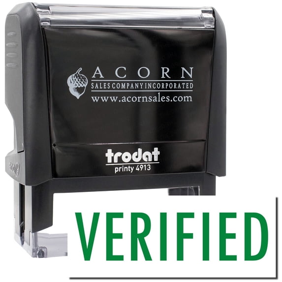 Large Self-Inking Verified Stamp, Trodat Printy 4913, Press and Print Stamping, Impression Size 7/8" x 2-1/4", Up to 10,000 Impressions - Green Ink