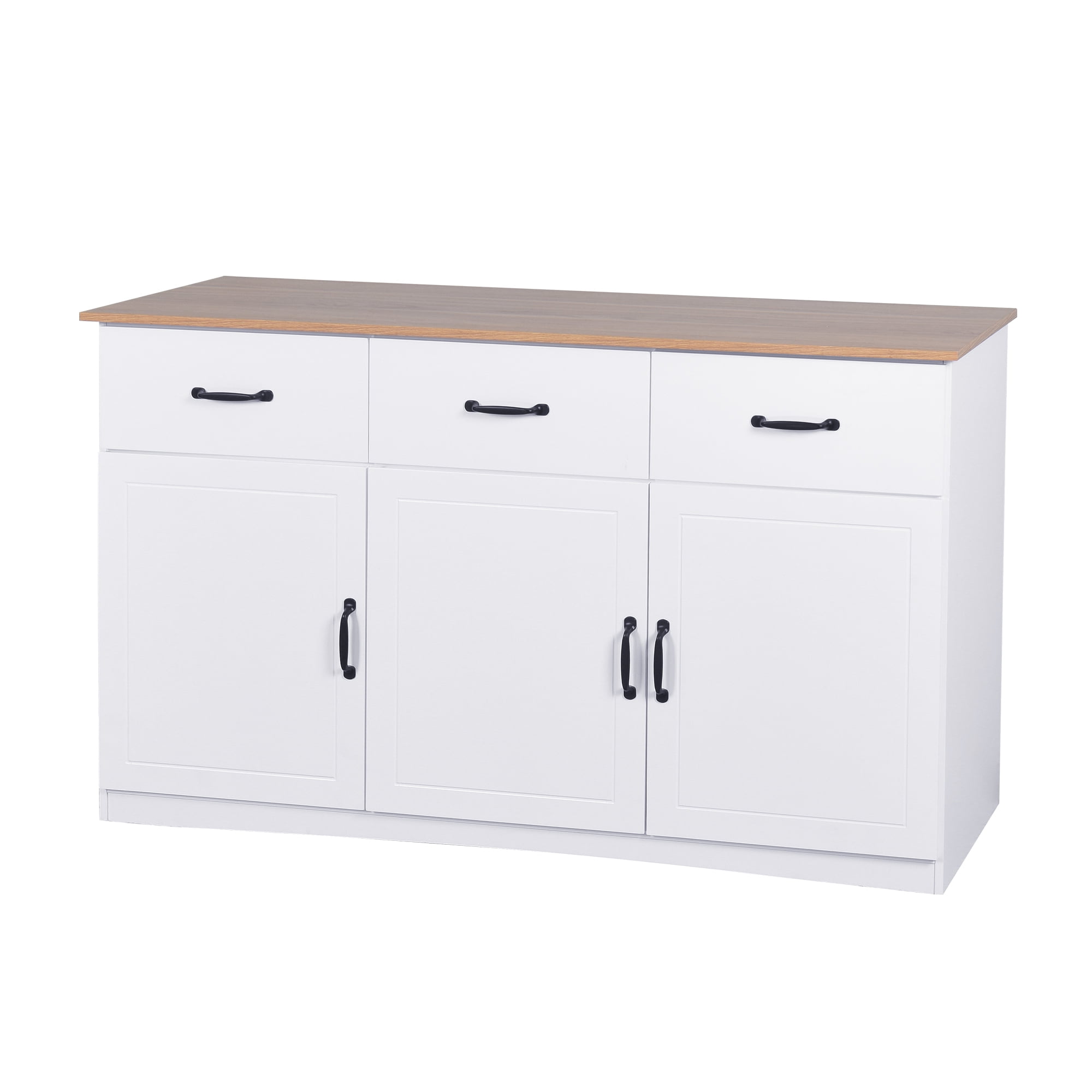 White Buffet with Storage, Kitchen Sideboard with 3 Doors and 3