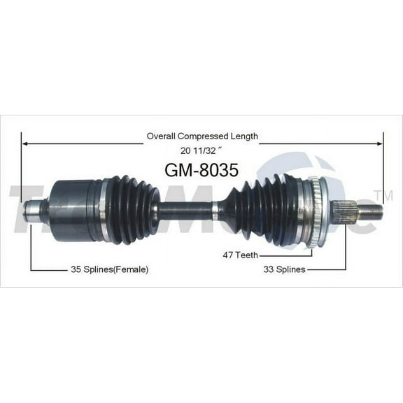 CV Axle Shaft Fits select: 1990-1999 CHEVROLET LUMINA, 1988-1996 BUICK REGAL