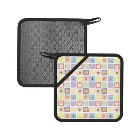 

2PCS Pot Holders for Kitchen - Heat Resistant Silicone Pot Holders with Hanging Loop Sticker Style Cute Rabbit Cat Non Slip Oven Hot Pads Potholders for Decor Baking Cooking Kitchen
