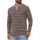 thumbnail image 5 of Camisetas Henley de Rayas de Colores Contrastantes de Manga Larga Casual para Hombre XL Marrón Oscuro, 5 of 6